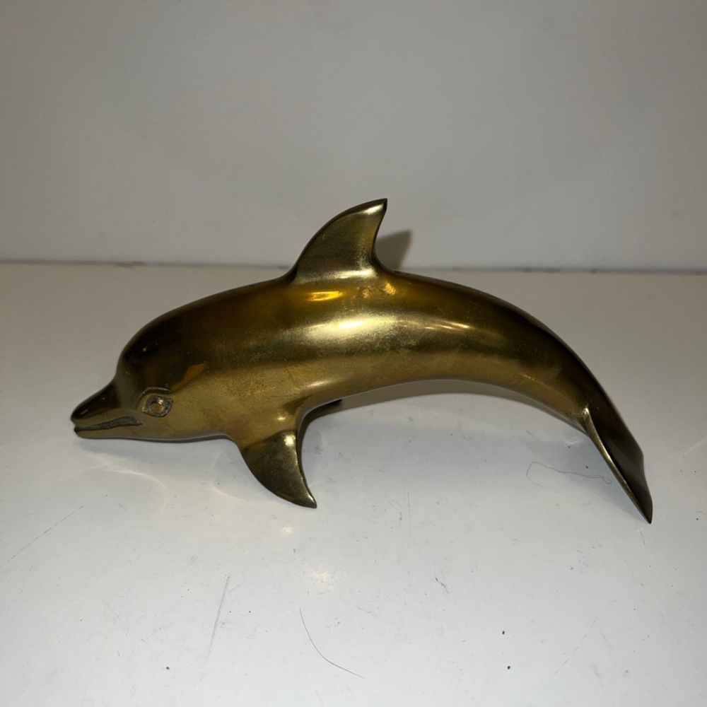 Vintage Brass Dolphin Figurine paperweight Made In Korea